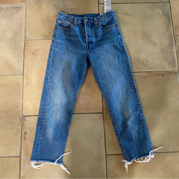 Levi’s White Oak Cone Denim Wedgie button fly 26 retro blogger fav raw crop - Picture 6 of 14